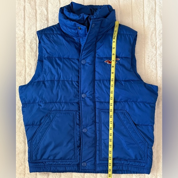 Hollister Women’s Puffer Vest Size L Cobalt Blue Full Zip Sleeveless Polyester - Picture 5 of 6